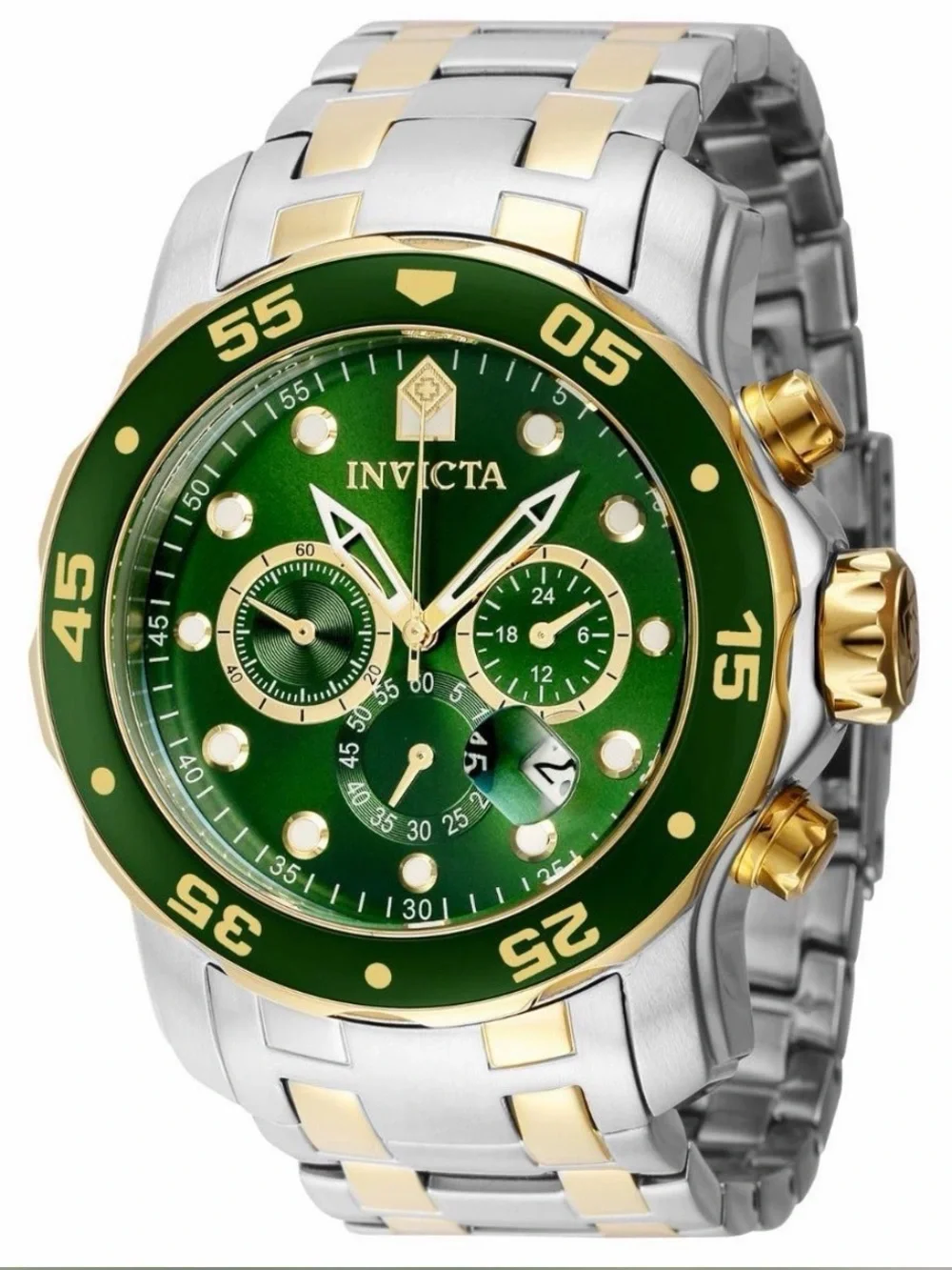 Invicta Pro Diver Scuba Green Dial Two-Tone Chronograph Watch
